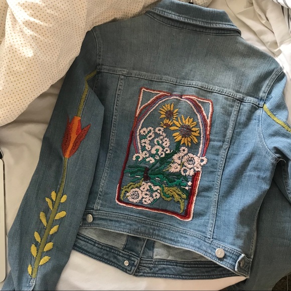 Anthropologie Jackets & Blazers - Anthropologie Pilcro Embroidered Denim Jacket